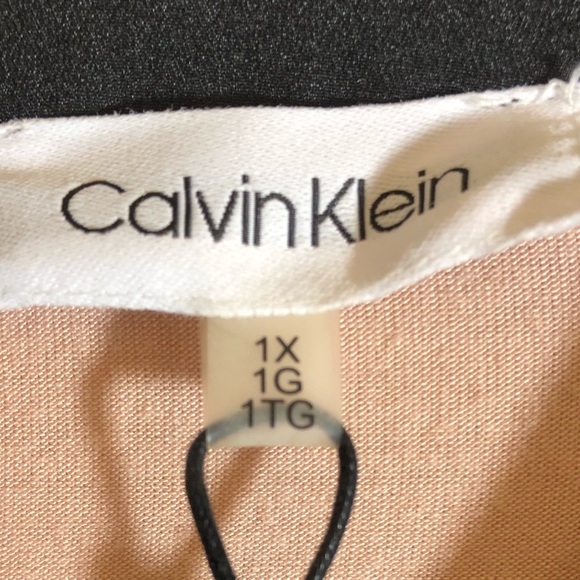 NWT Calvin Klein Chiffon Color Block Top 1X Light Pink & Black - Picture 4 of 8